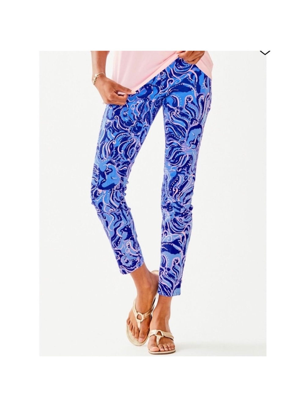Lilly Pulitzer South Ocean Skinny Crop Pants in Ocean Blue